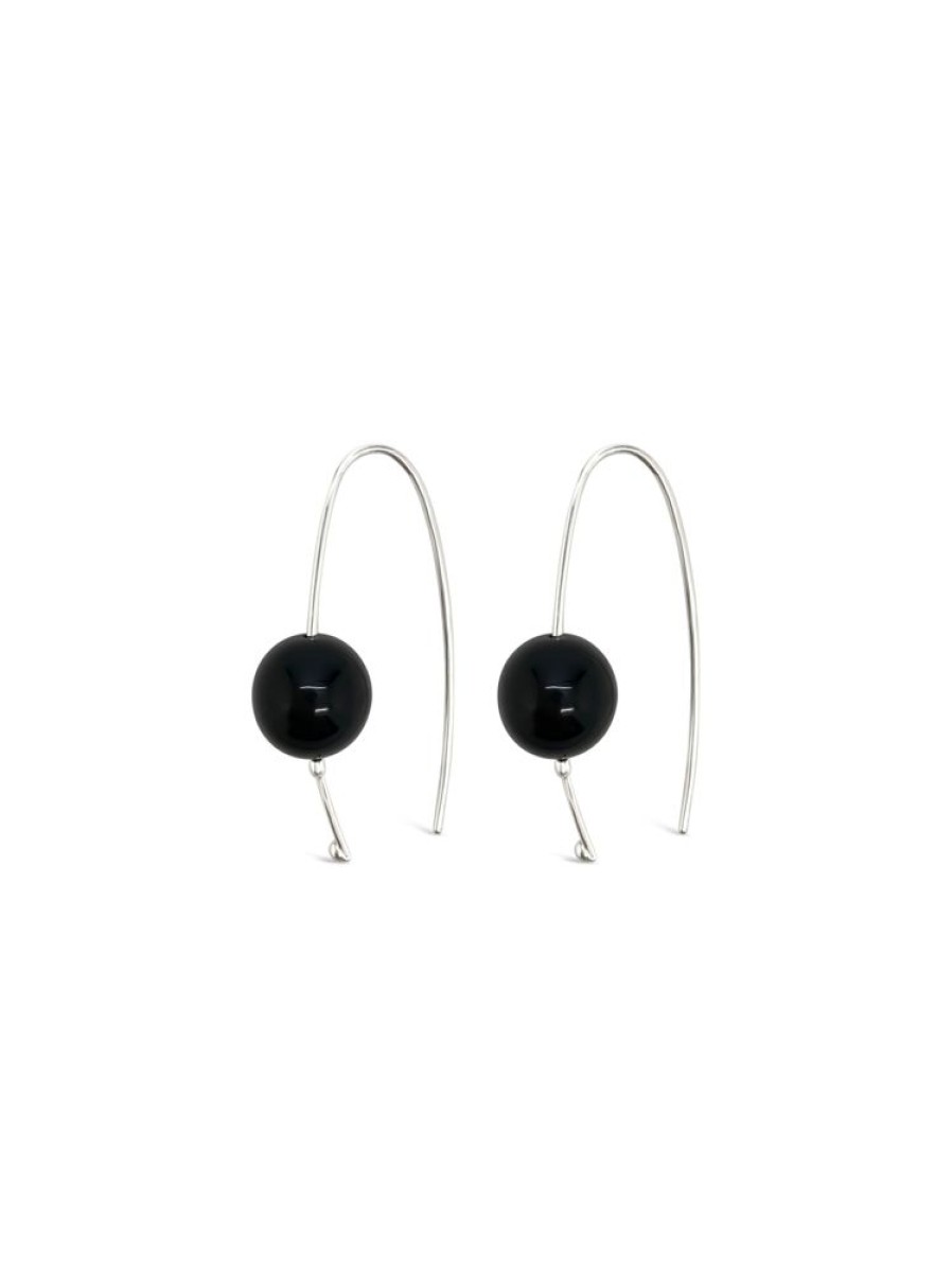 Jewellery ICHU Jewellery Drops | Hooked Onyx Earrings