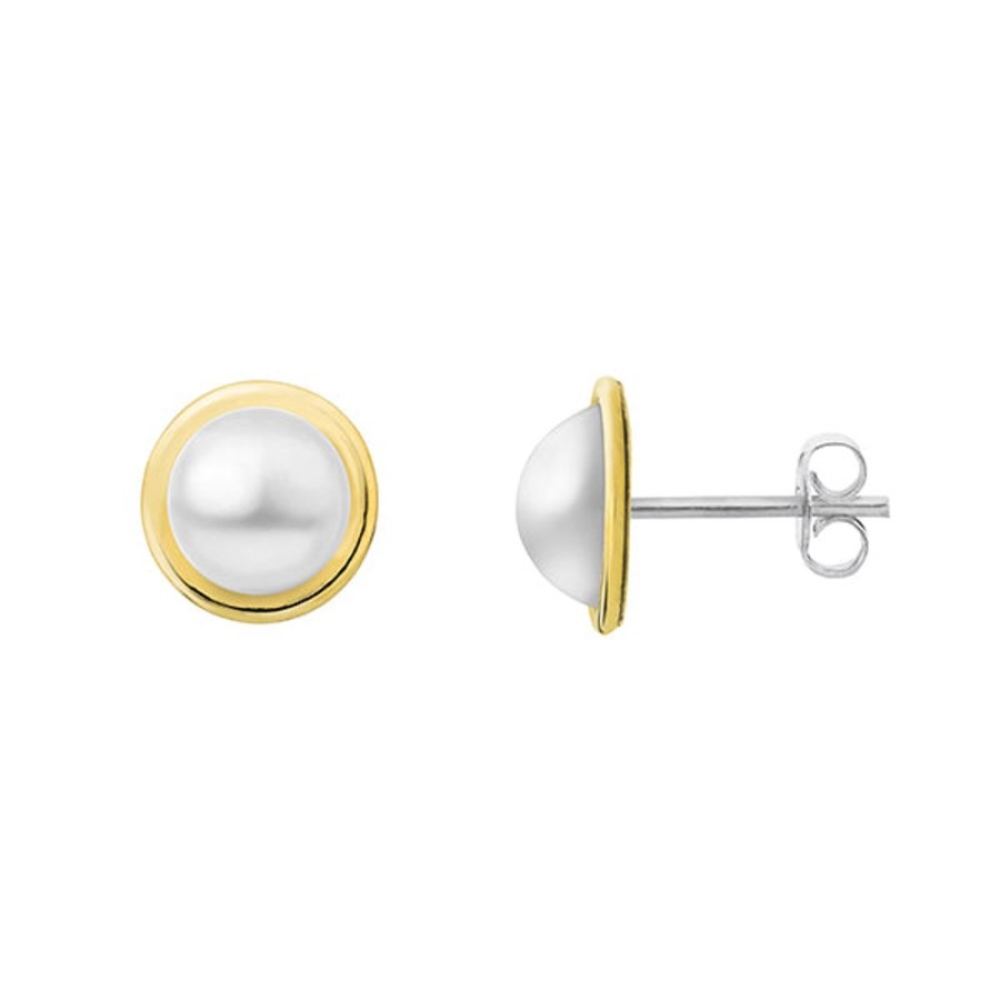 Jewellery ICHU Jewellery Studs | Two Tone Plain Edge Ball Earrings