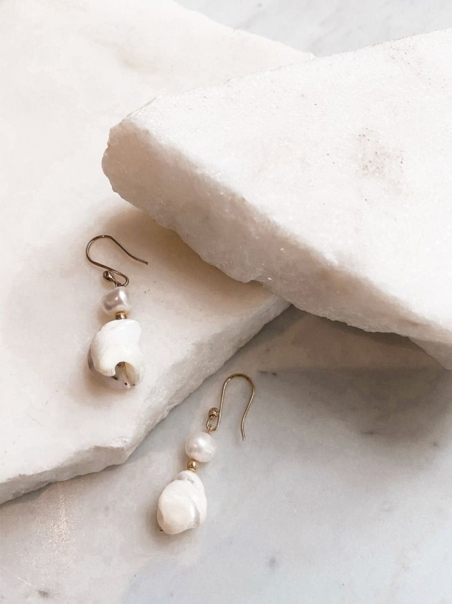 Jewellery ICHU Jewellery Drops | Baroque Pearl Earrings, Gold