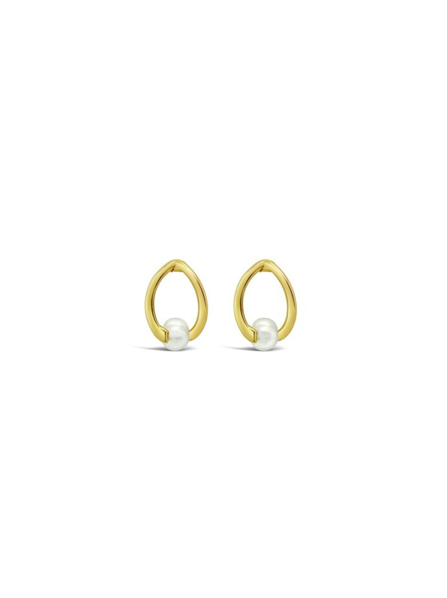 Jewellery ICHU Jewellery Drops | Twisted Pearl Stud Earrings, Gold