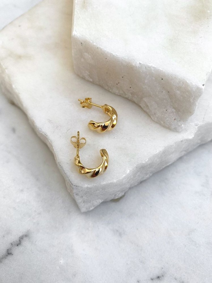 Jewellery ICHU Jewellery Hoops | Curved Mini Hoops, Gold