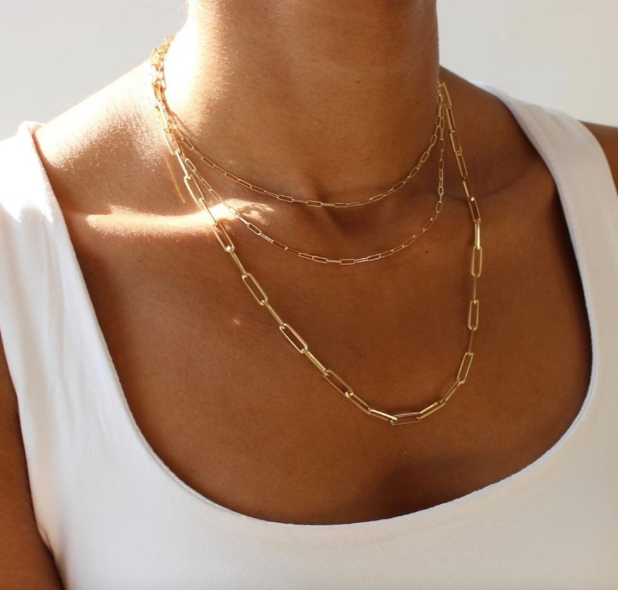 Jewellery ICHU Jewellery | Paperclip Chain Necklace, 9Ct Solid Gold